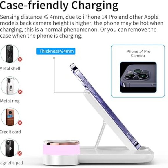 Wireless Charger, 3 in 1 Foldable Fast Charging Station - Picture 6 of 7